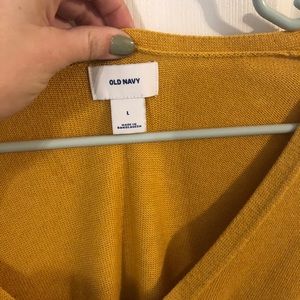 Vneck sweater tunic in fall mustard yellow